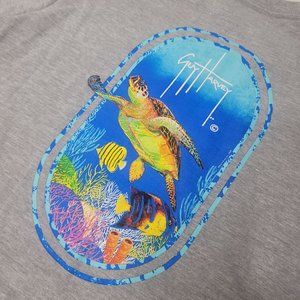 Guy Harvey womens v neck grey turtle long sleeve shirt size XXL